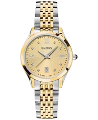 Balmain Women's Swiss Classic R Diamond Accent Two-Tone Stainless Steel Bracelet Watch 34mm
