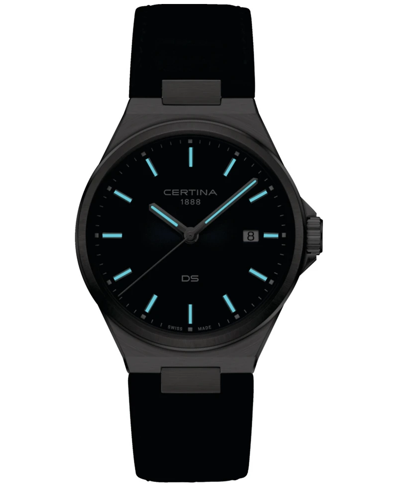 Certina Men's Swiss Ds-7 Blue Leather Strap Watch 39mm