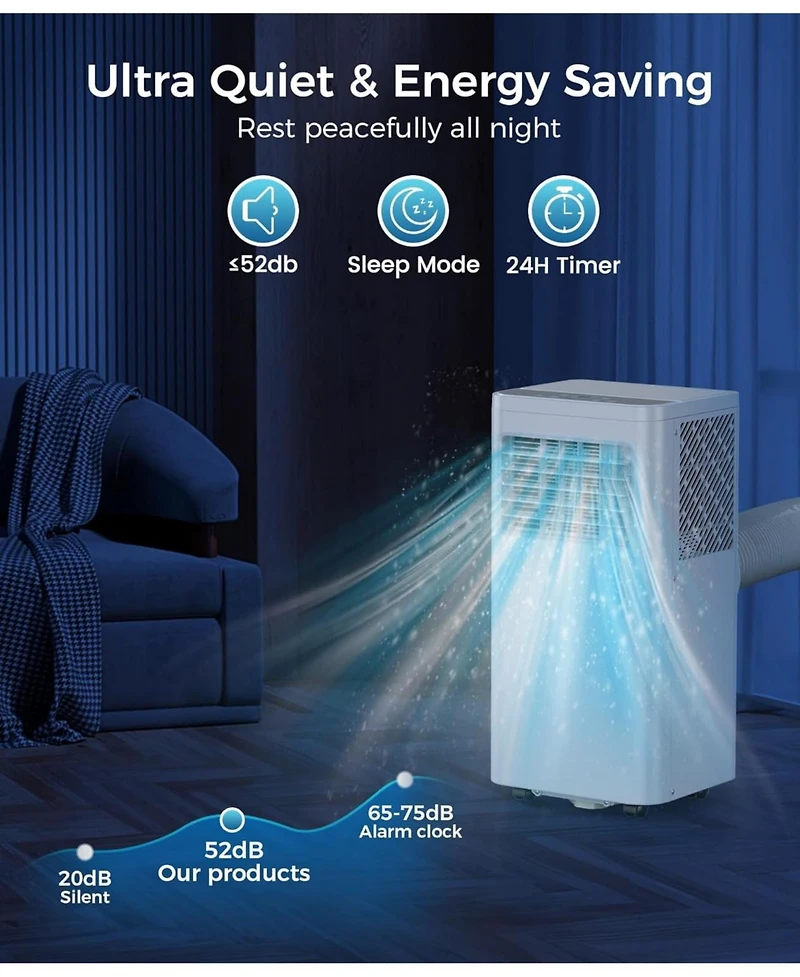 Cowsar Portable Air Conditioner 10000 Btu (Ashrae), 3-in-1 Modes Ac Cools Up to 450 Sq. Ft., Sleep Mode, Rc, Led Display, 24H Timer, Ac Unit with Wind