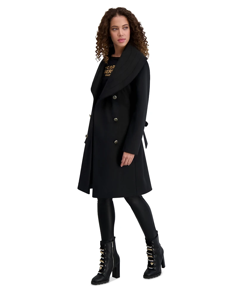 Karl Lagerfeld Paris Women's Double-Breasted Belted Coat