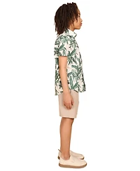 B By Brooks Brothers Big Boys Palm Tree Graphic Poplin Shirt