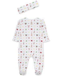 Little Me Baby Festive Footed Coverall & Headband, 2 Piece Set