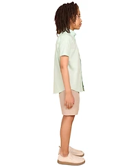 B By Brooks Brothers Big Boys Linen Short Sleeve Button Up Shirt