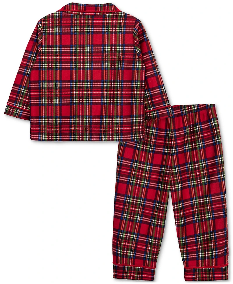 Little Me Toddler Boys Plaid Coat-Style Pajama Top & Pants, 2 Piece Set