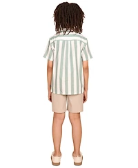 B By Brooks Brothers Big Boys Striped Camp Shirt
