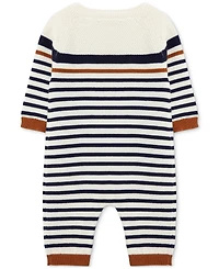 Little Me Baby Boys Cotton Block Stripe Sweater Coverall