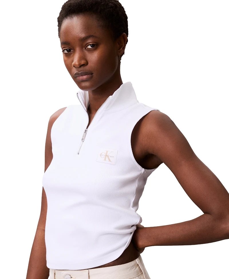 Calvin Klein Jeans Women's Sleeveless Quarter Zip Top