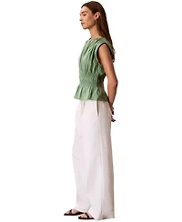 Calvin Klein Jeans Women's Ruched Cotton Poplin Top