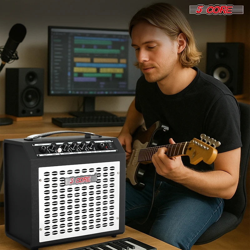 5 Core Guitar Amp 20W Electric Portable Mini Amplifier w Built in 6.5" Speaker
