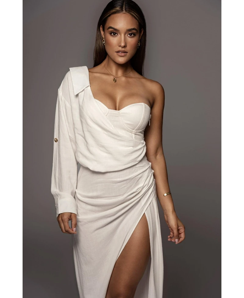 Jluxlabel Women's Evita Linen Draped Dress