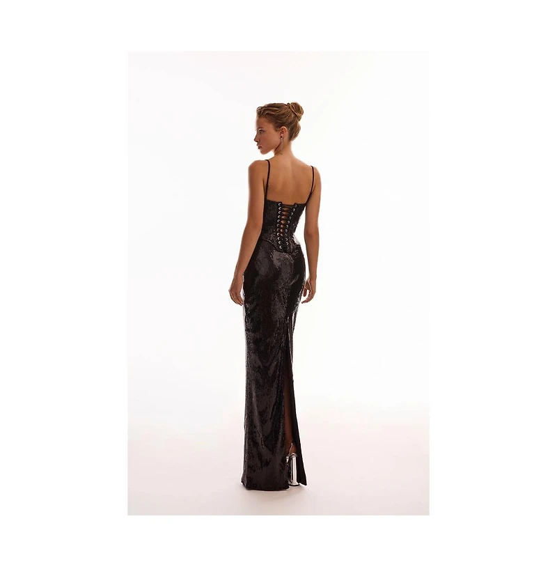 Milla Women's Dramatic fitted sequined maxi skirt