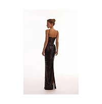 Milla Women's Dramatic fitted sequined maxi skirt