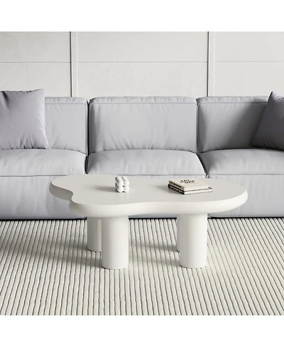Streamdale Cute Cream Coffee Table (46") with 4 Legs for Living Room