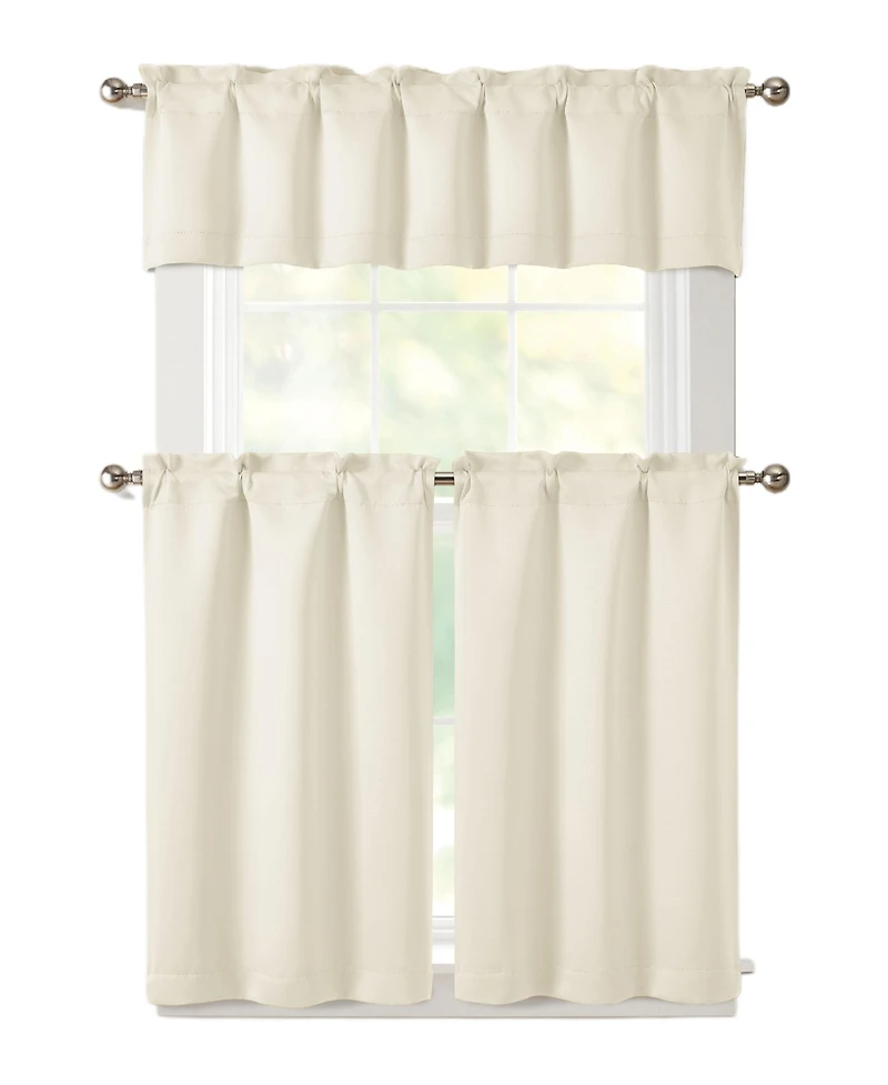 Kate Aurora 3 Piece Room Darkening Rod Pocket Cafe Kitchen Curtain Tier & Valance Set