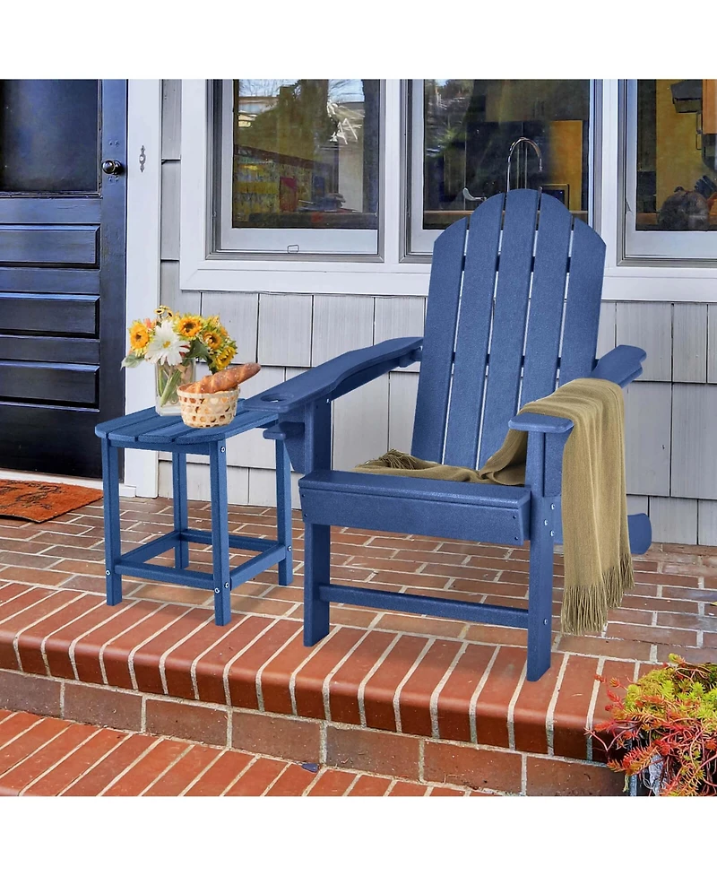 2 Pcs Patio Adirondack Chair Side Table Hdpe Weather Resistant Cup Holder