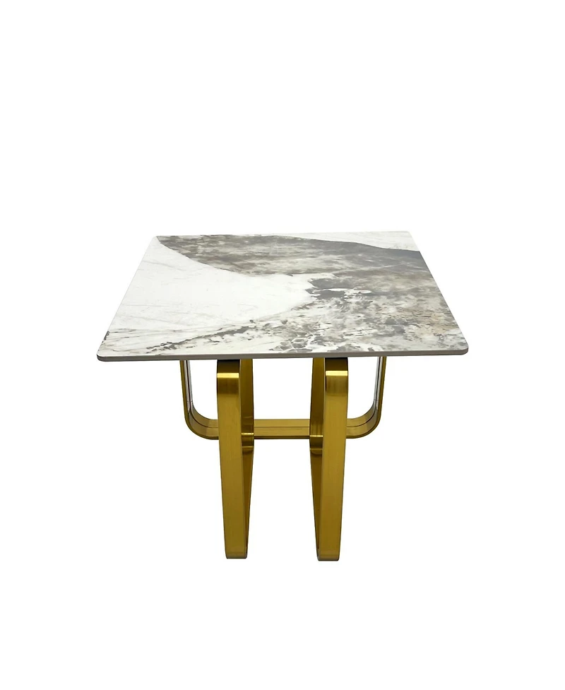 Streamdale Furniture Streamdale Rectangular End Table with Sintered Stone Top, Metal Frame for Living Room
