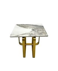 Streamdale Furniture Streamdale Rectangular End Table with Sintered Stone Top, Metal Frame for Living Room