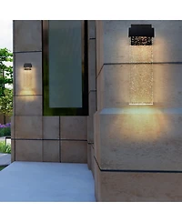 Streamdale 12W Modern Led Outdoor Wall Sconce with Crystal, Black Finish