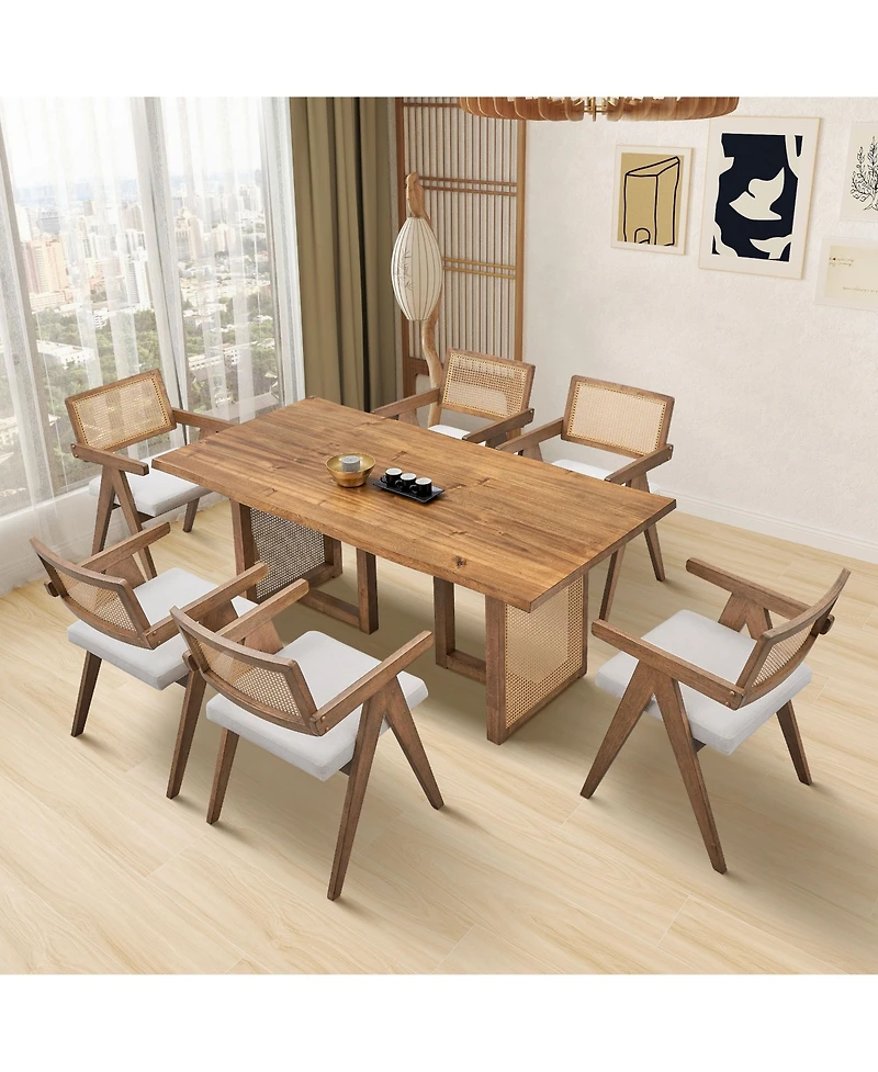 Streamdale 70.87" Rectangular Waves Dining Table (6-Person)