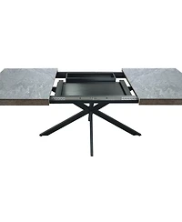 Streamdale Furniture Retro Stretch Dining Table with Storage Box, Stone Top