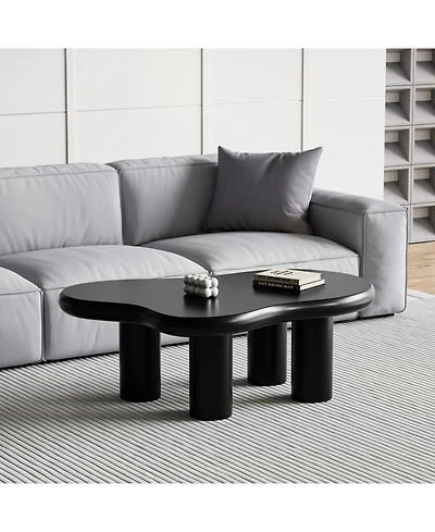 Streamdale Modern Cloud Coffee Table with Solid Legs (Black)