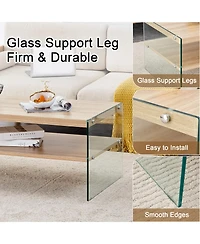 Streamdale 3-Tier Side Table & Coffee Table Set with Mdf Board and Tempered Glass