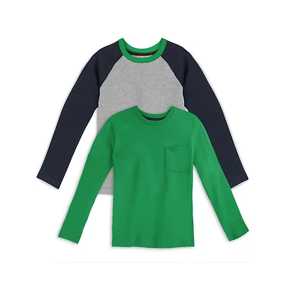 Mightly Toddler Fair Trade Organic Cotton Long Sleeve T-Shirts, 2-pack