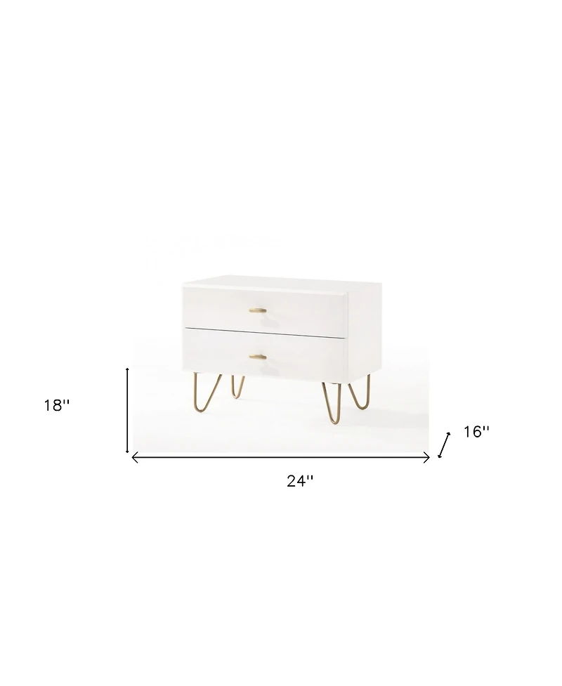 Contemporary Nightstand with Two Drawers for Bedroom Storage and Bedside Use