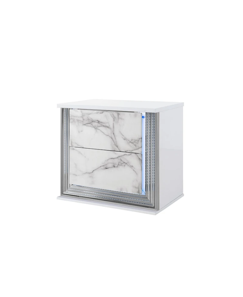 2-Drawer Lighted Nightstand – Modern Bedside Table with Led Lights and Storage