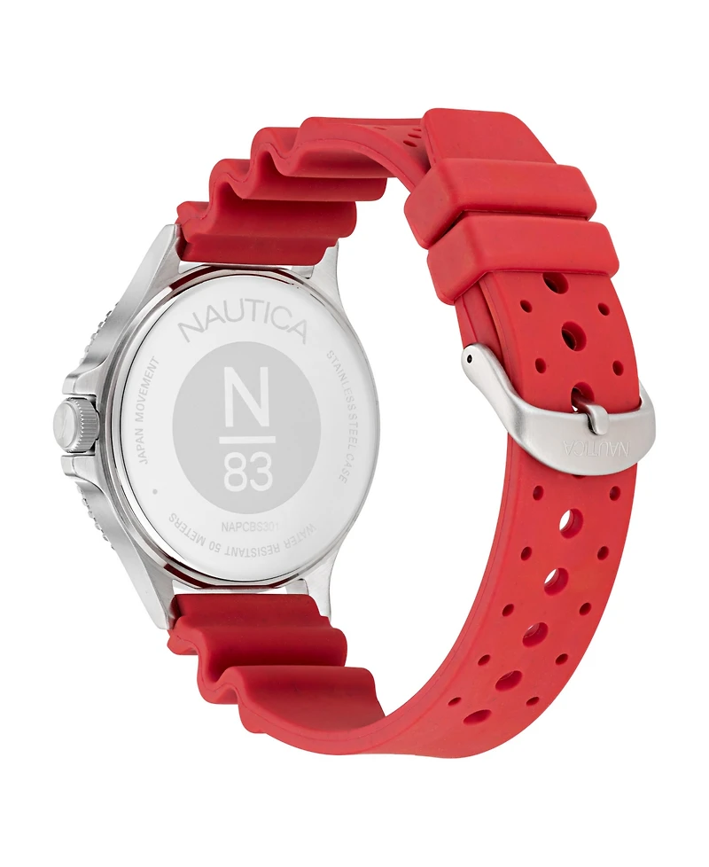 Nautica Men's Analog Red Polyurethane Watch, 43mm
