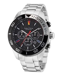 Nautica Men's Analog Silver-Tone Stainless Steel Watch Set, 48mm