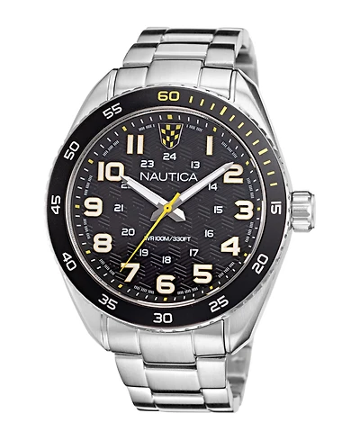Nautica Men's Analog Silver-Tone Stainless Steel Watch Set, 46mm