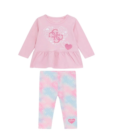 Guess Baby Girls 2-Piece Long Sleeve T-Shirt and Printed Legging Set