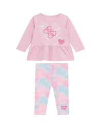 Guess Baby Girls 2-Piece Long Sleeve T-Shirt and Printed Legging Set