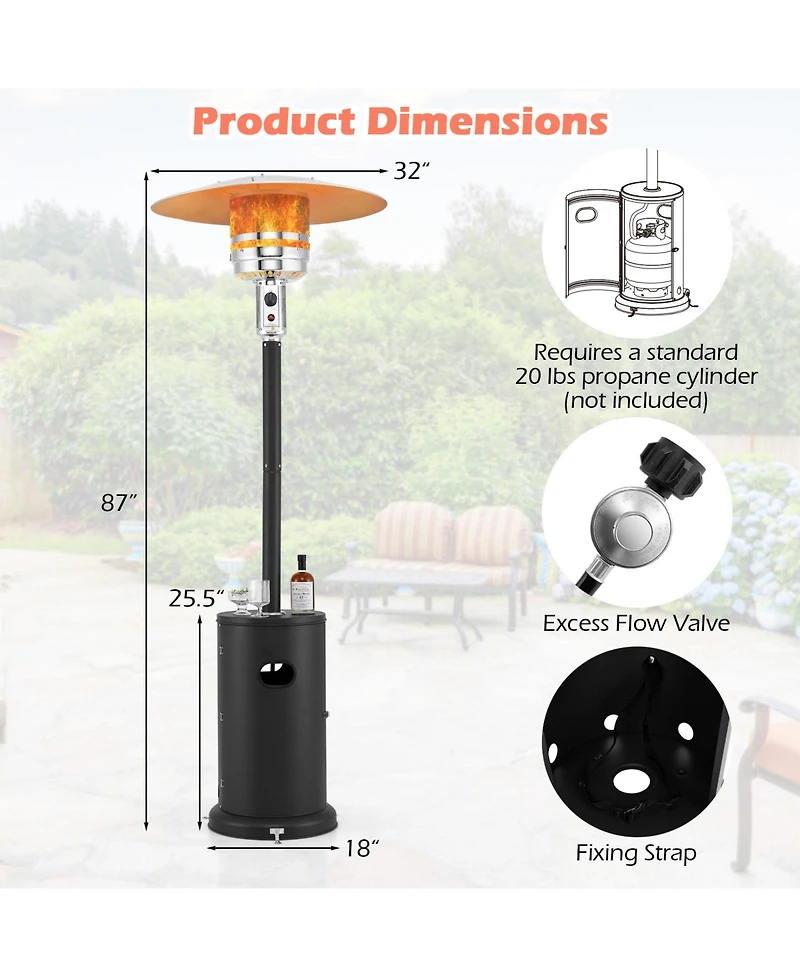 50000 Btu Propane Patio Heater with Round Table Design
