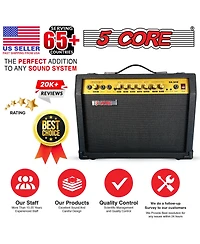 5 Core Guitar Amp 50 Watt Electric Amplifier w Built in 8" Speaker Portable Mini Amps w Aux