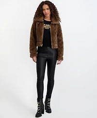Karl Lagerfeld Paris Women's Printed Faux-Fur Bomber Jacket