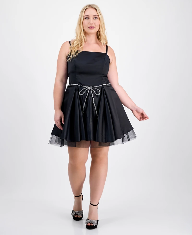 City Studios Trendy Plus Bow-Detail Mini Dress