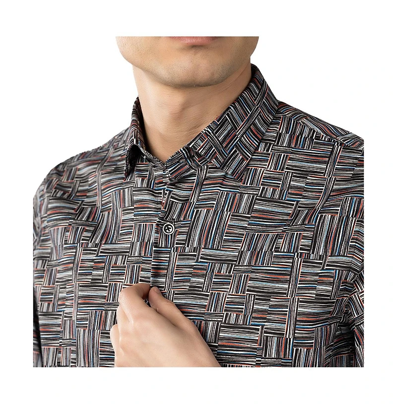 Luchiano Visconti Men's Printed Daggers Multicolor shirt