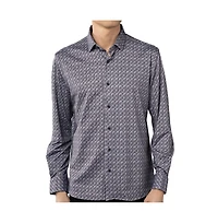 Luchiano Visconti Men's Grey and White print shirt