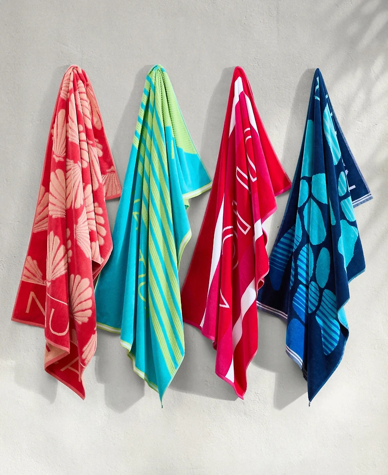 Nautica Seashell Seashore Jacquard Beach Towel Set, 68" X 36"
