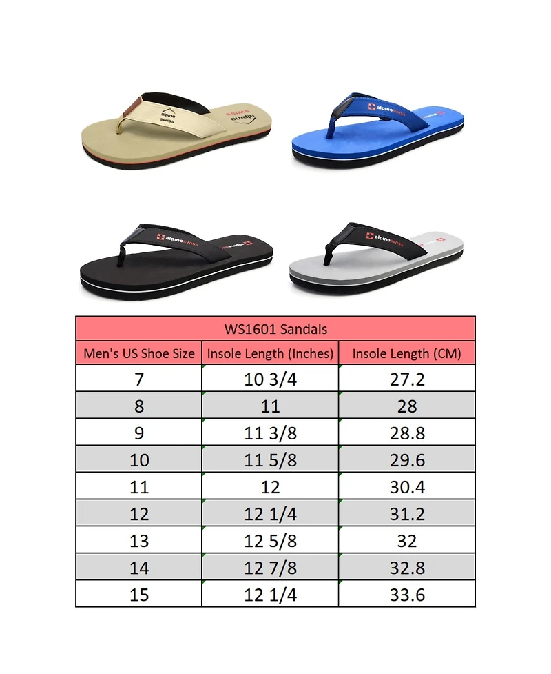 Alpine Swiss Men's Flip Flops Lightweight Thong Sandals Beach Slides Eva Sole for Comfort Durable Men Casual Wear Pool Outdoor Sandal