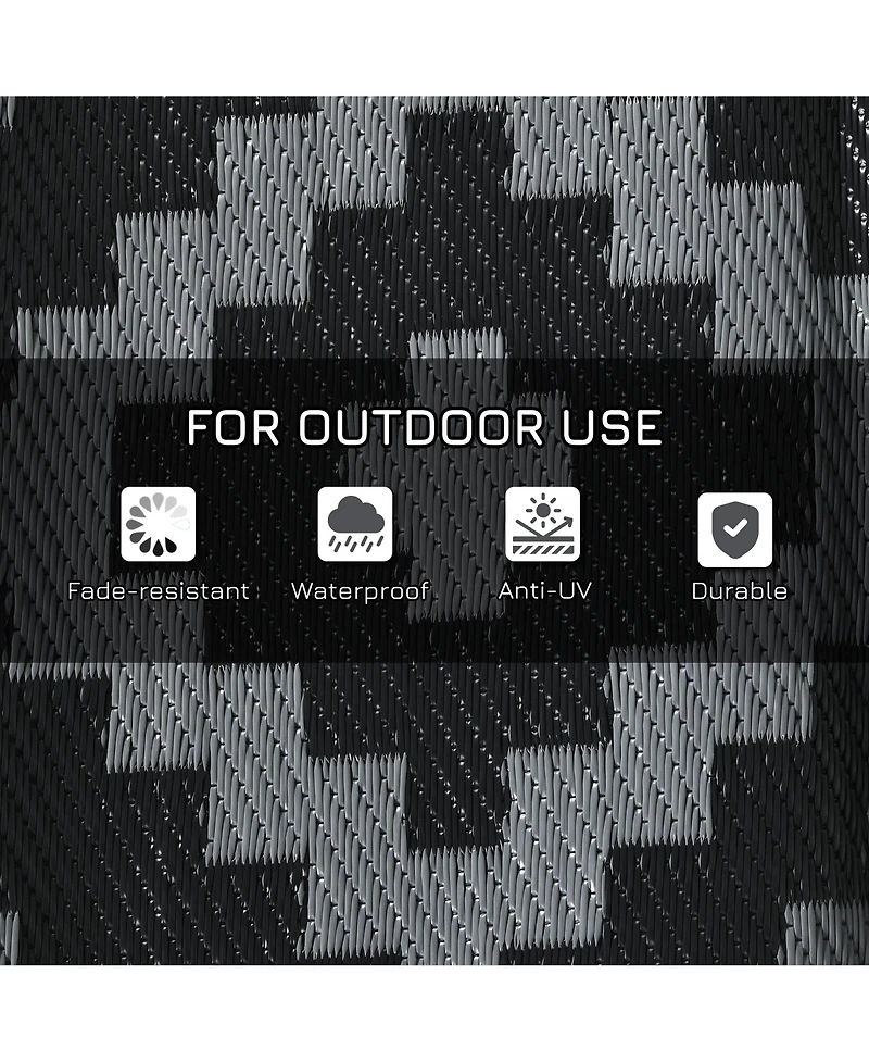 Reversible Outdoor Rug, 9' x 18' Waterproof Plastic Straw Floor Mat, Portable Rv Camping Carpet with Carry Bag, Large Floor Mat for Backyard, Deck, Pi