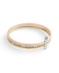 Coach Faux Stone Signature Safety Pin Bangle Set