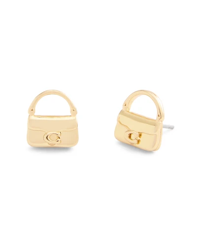Coach Gold Signature Handbag Stud Earrings