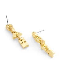 Coach Gold Jumbled Signature Logo Link Linear Earrings