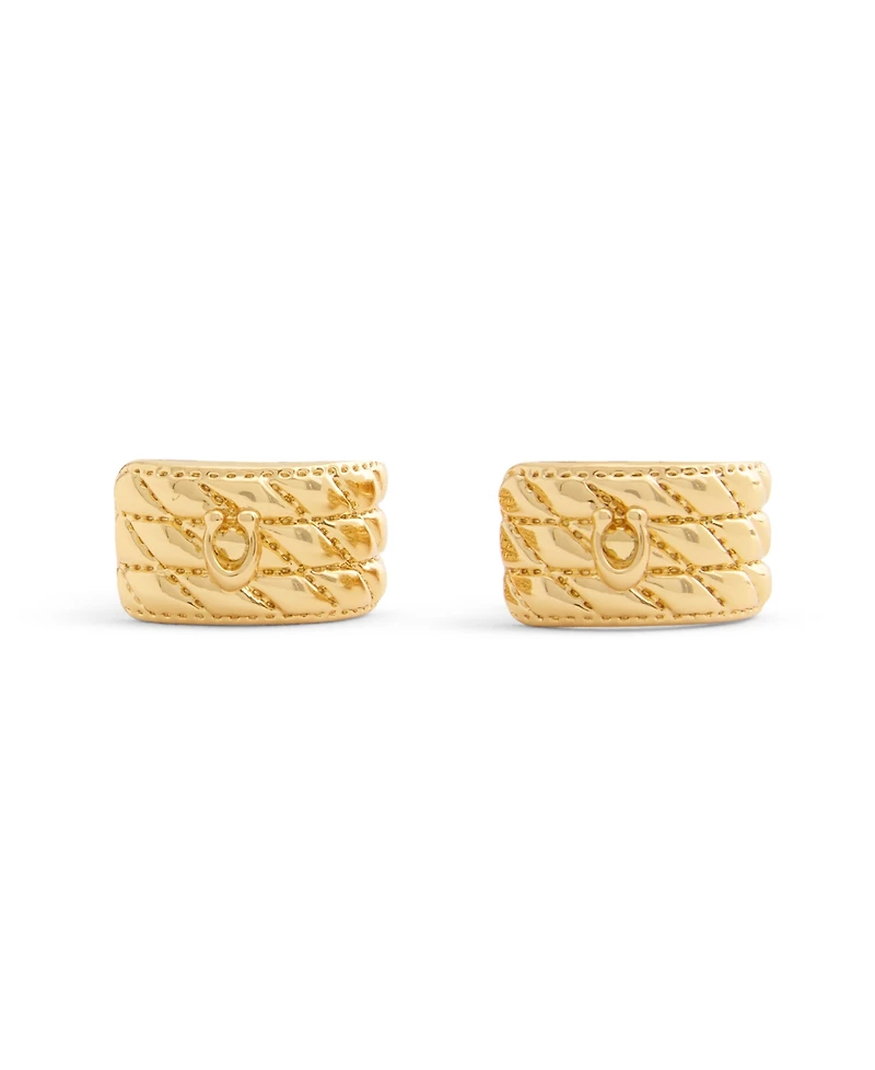 Coach Signature Quilted Heart Huggie Earrings
