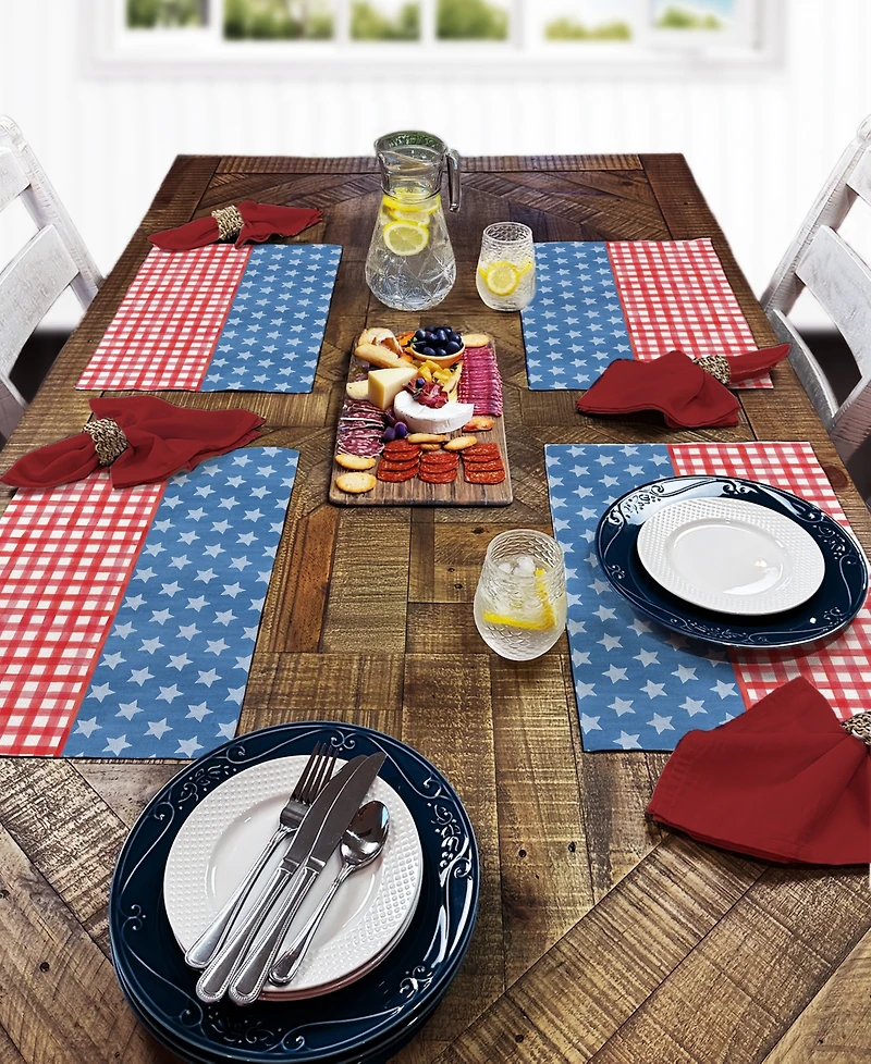 CounterArt Old Glory Gingham Premier Fabric Placemats, Set of 4