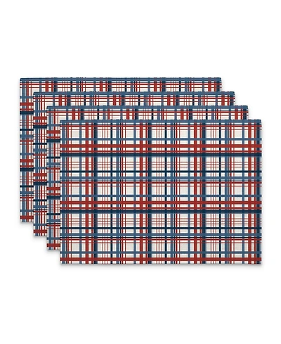 CounterArt Patriotic Plaid Premier Fabric Placemats, Set of 4