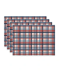 CounterArt Patriotic Plaid Premier Fabric Placemats, Set of 4